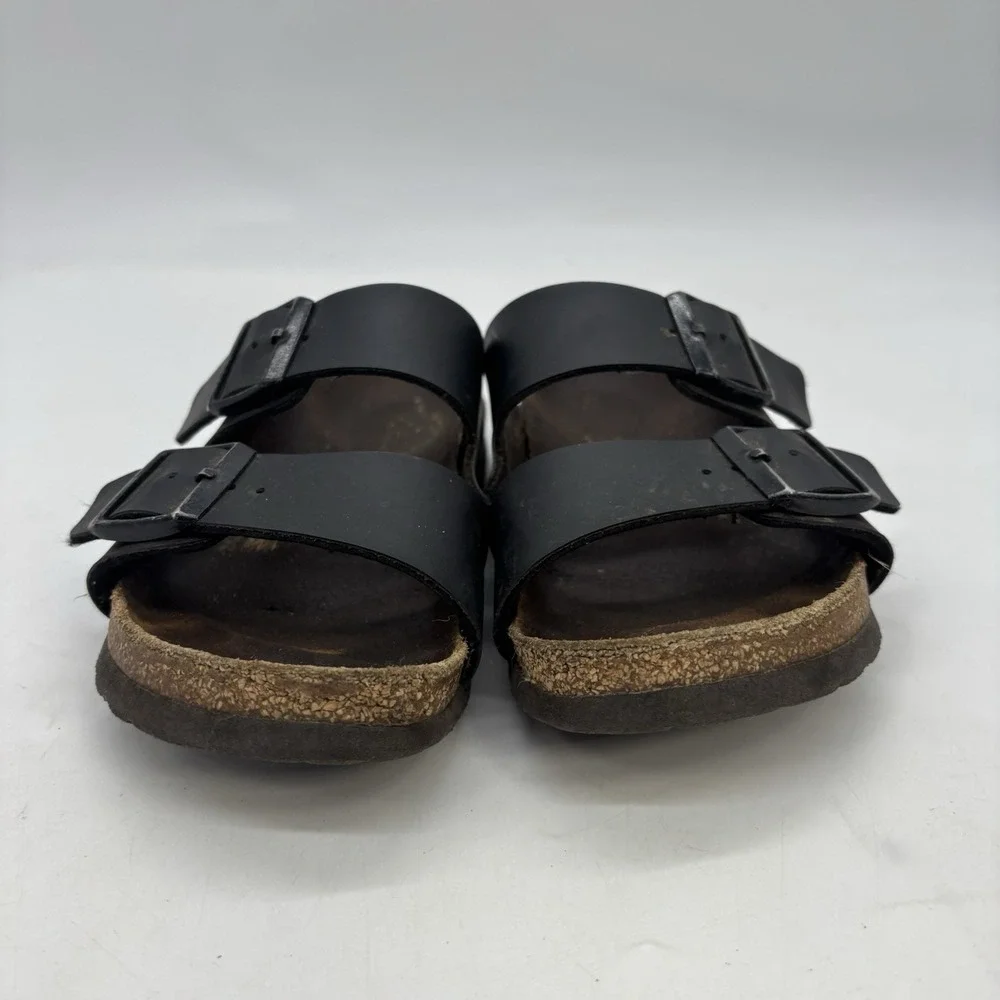 Birkenstock Arizona Shoes Womens 6 Birko-Flor Sandals Black Slip On Brown